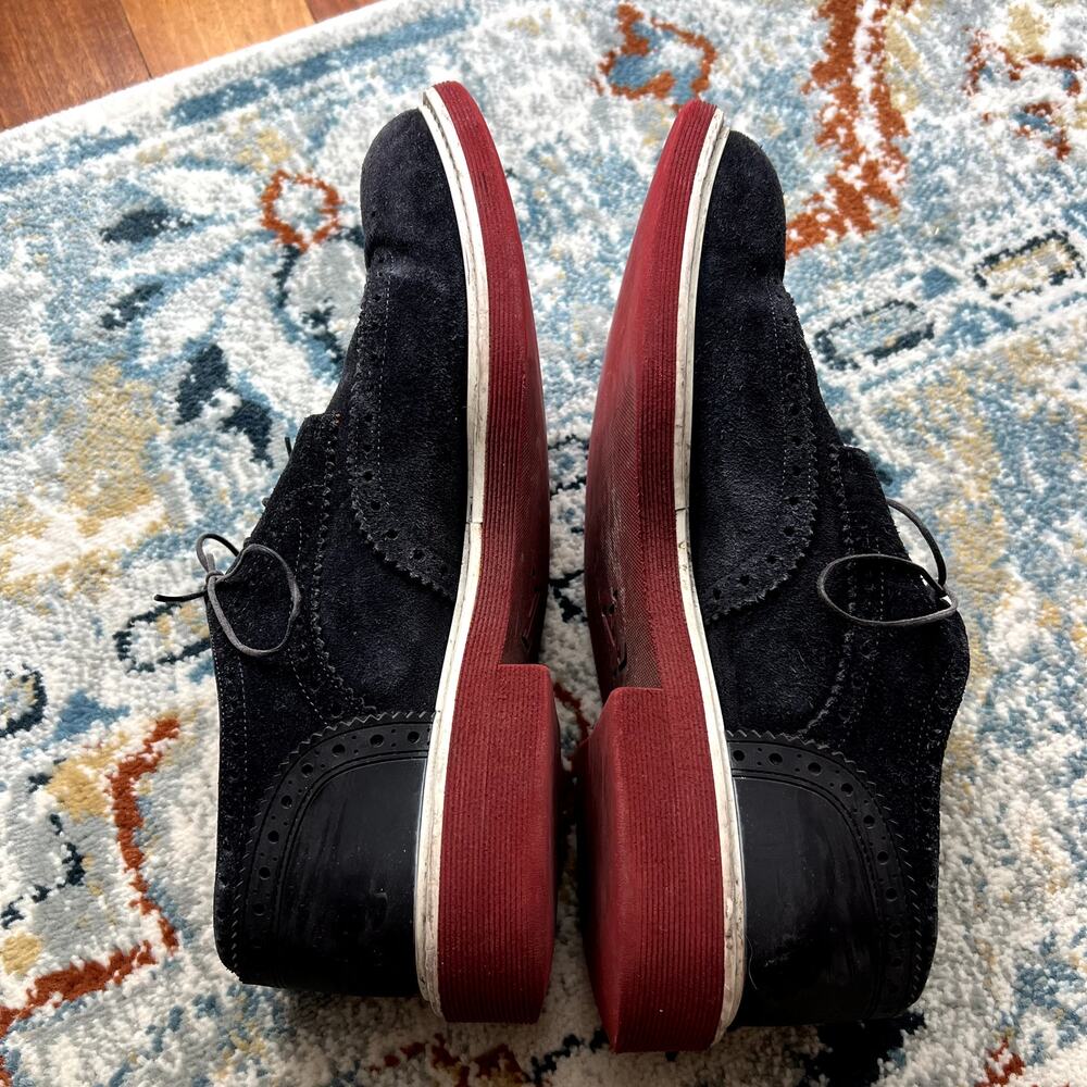 Louis Vuitton Melrose Derby navy blue suede with red sole oxfords shoes size 9 - Picture 4 of 8